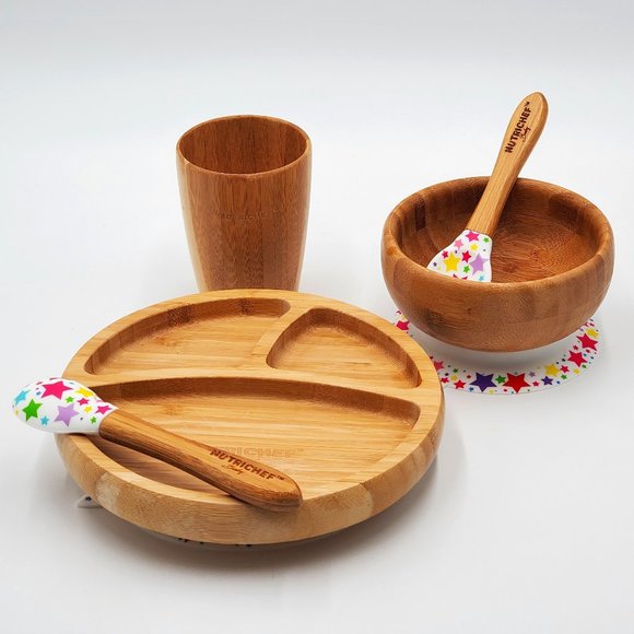 NutriChef Baby Bamboo Dinnerware Set - Picture 1 of 15
